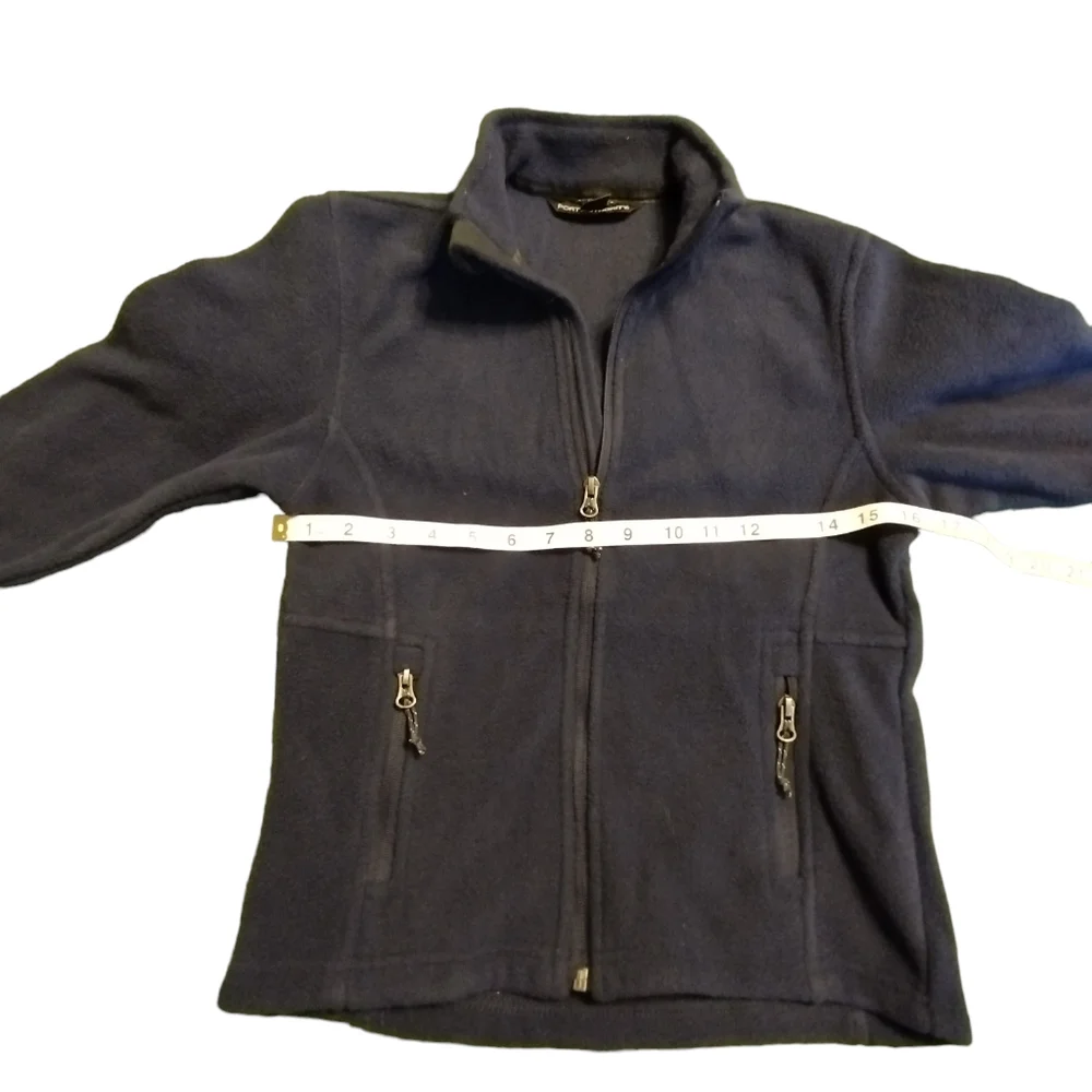 💚 Dark Blue Port Authority Fleece Zippered Jacket Youth Small